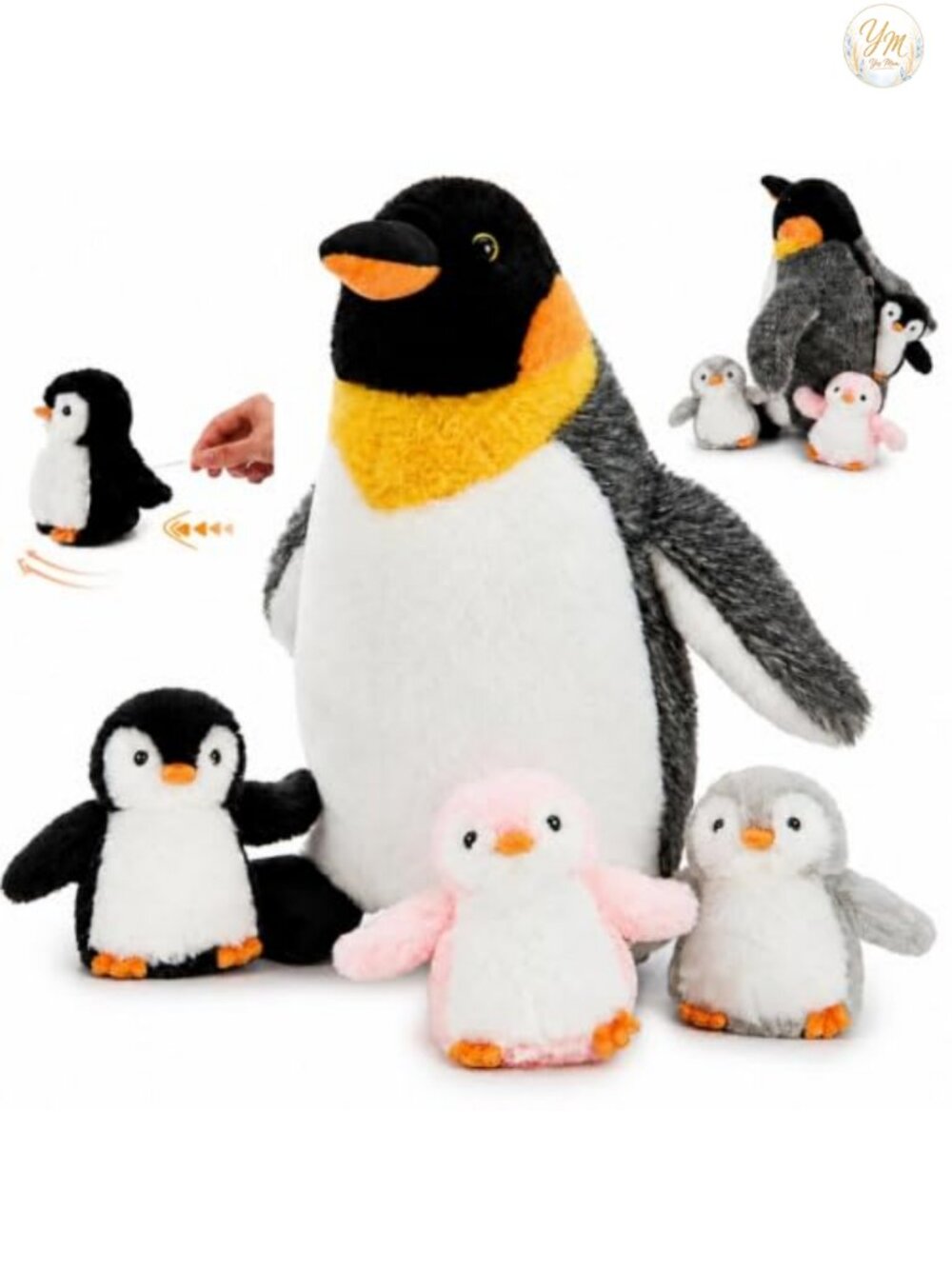 Penguin Plush Set with 3 Wind-Up Babies 14 Inch Stuffed Animal Toy